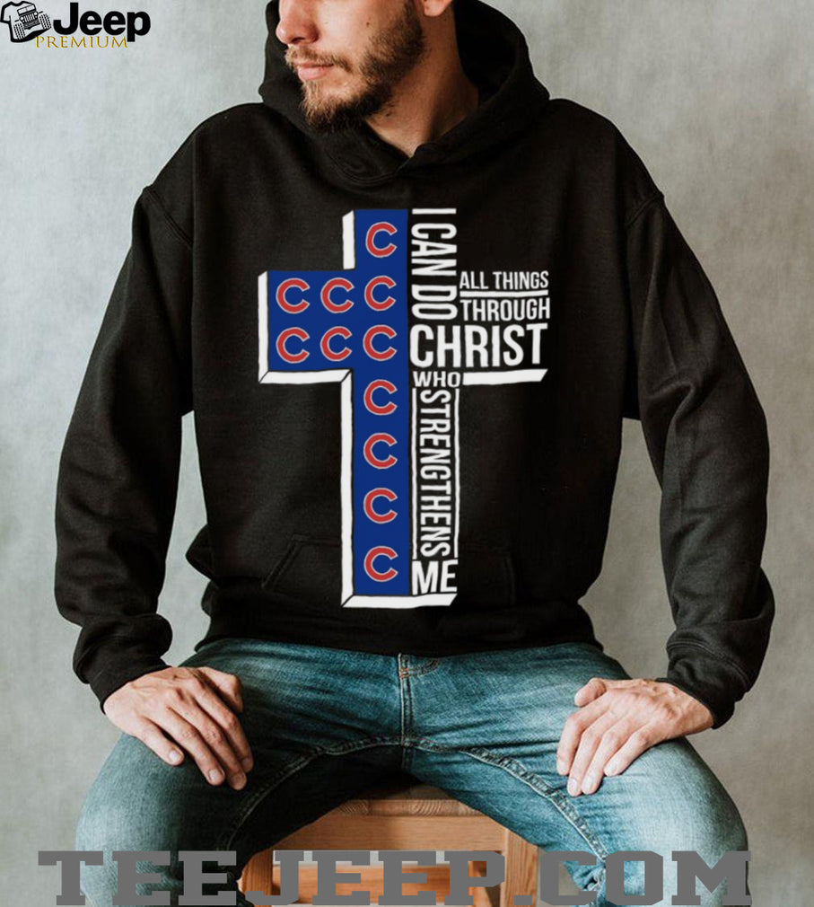Chicago Baseball Cross Christian Faith Christ Strengthens Me T Shirt