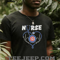 Chicago Baseball Nurse T Shirt Cute Stethoscope Heart Professional Apparel