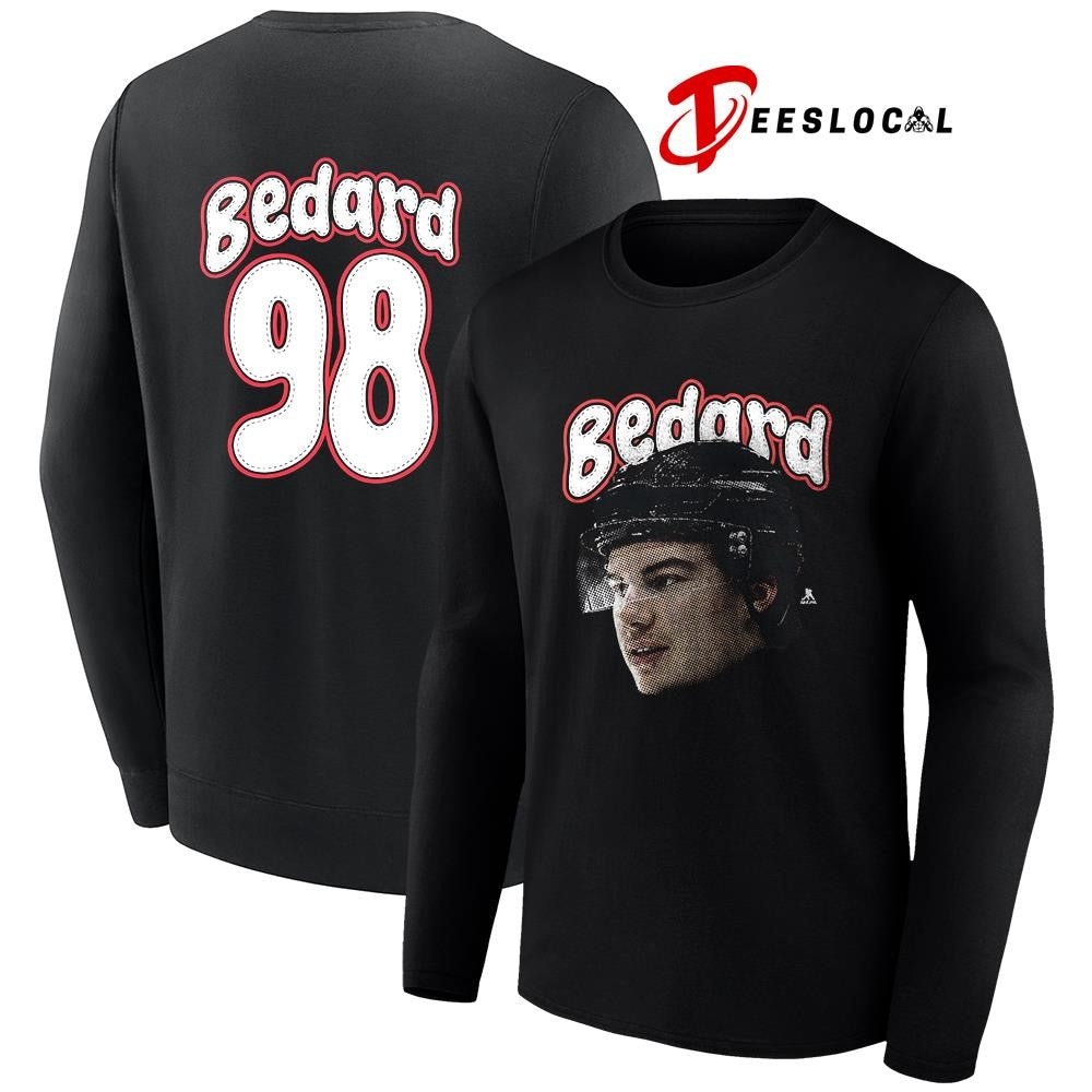 Chicago Blackhawks Connor Bedard portrait name and number shirt