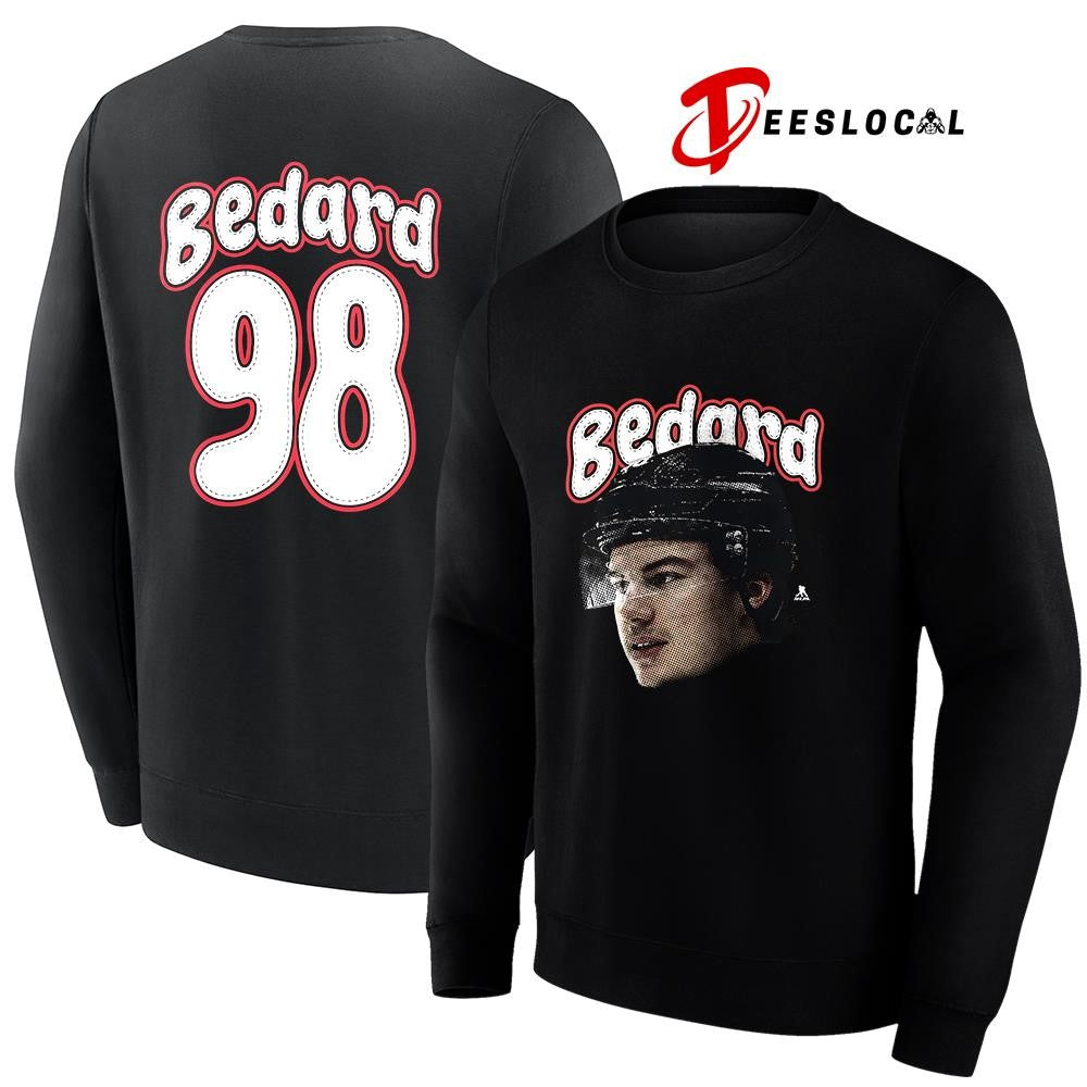 Chicago Blackhawks Connor Bedard portrait name and number shirt