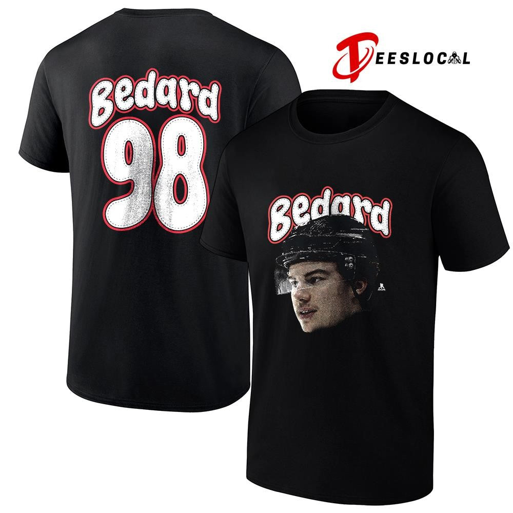 Chicago Blackhawks Connor Bedard portrait name and number shirt