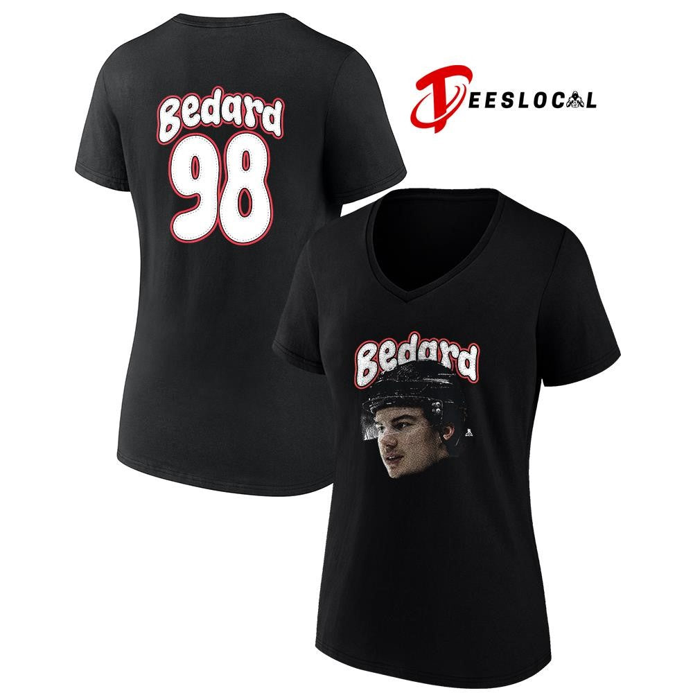 Chicago Blackhawks Connor Bedard portrait name and number shirt