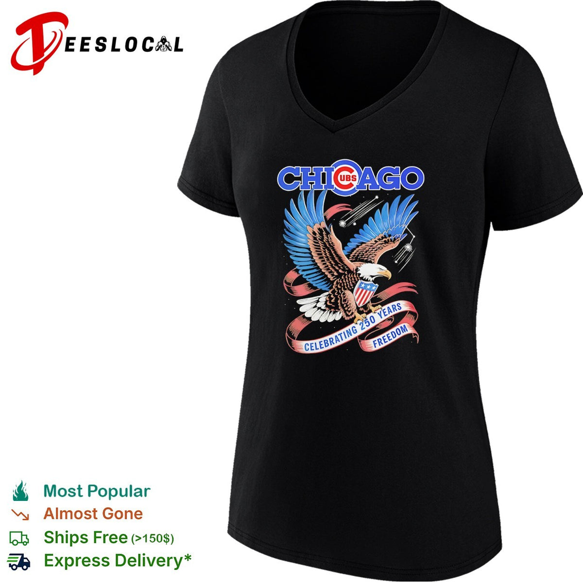 Chicago Cubs Celebrating 250 Years Freedom American Eagle Patriotic shirt