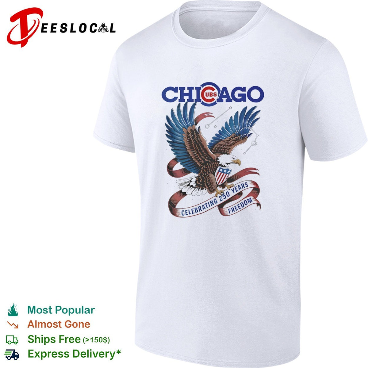 Chicago Cubs Celebrating 250 Years of Freedom American Eagle Patriotic Shirt