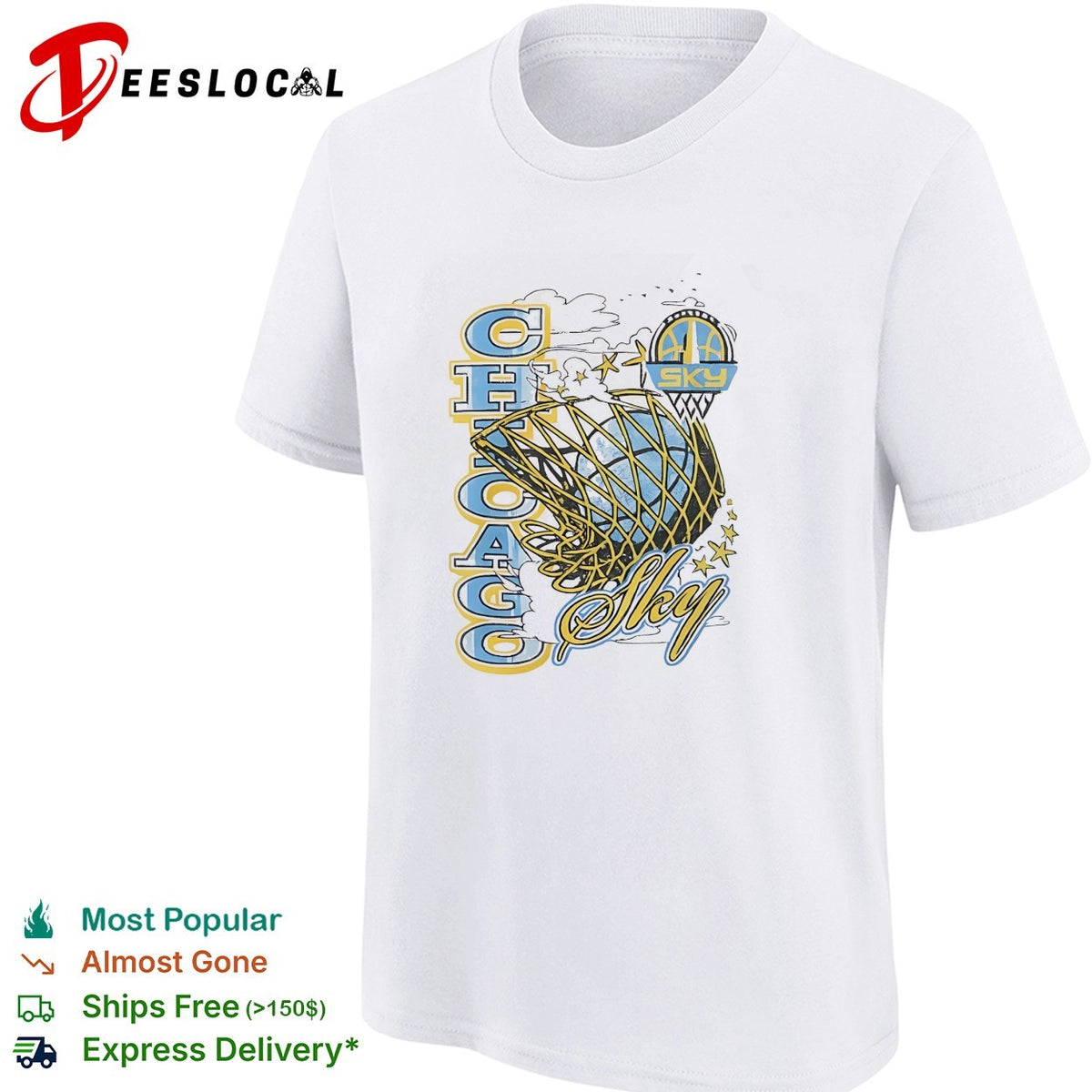 Chicago Sky WNBA basketball logo and wordmark design athletic team shirt
