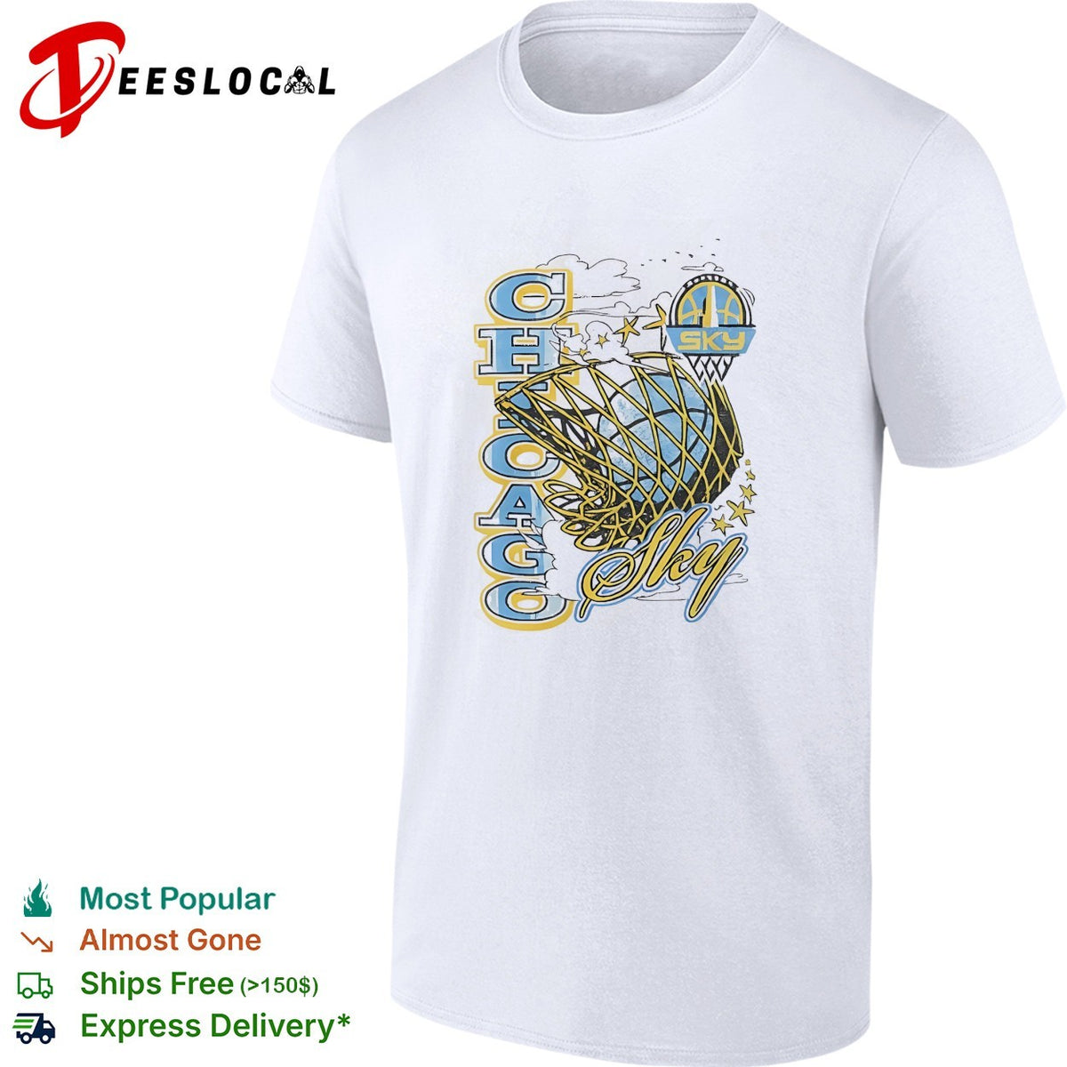Chicago Sky WNBA basketball logo and wordmark design athletic team shirt