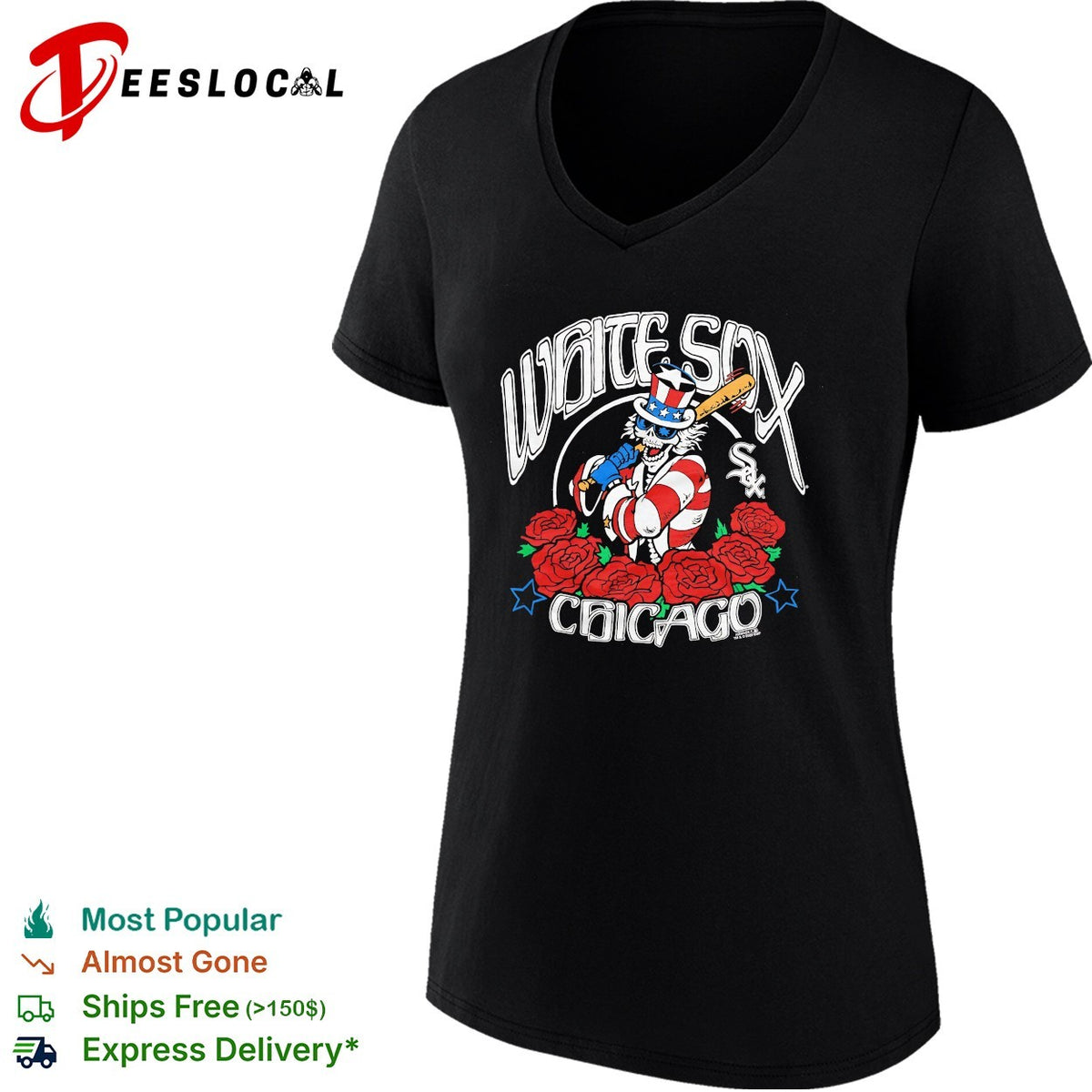 Chicago White Sox x Grateful Dead Uncle Sam roses MLB graphic shirt