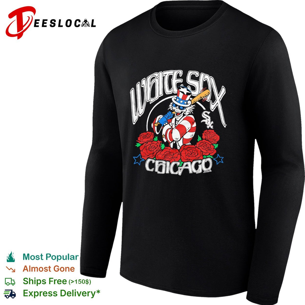 Chicago White Sox x Grateful Dead Uncle Sam roses MLB graphic shirt