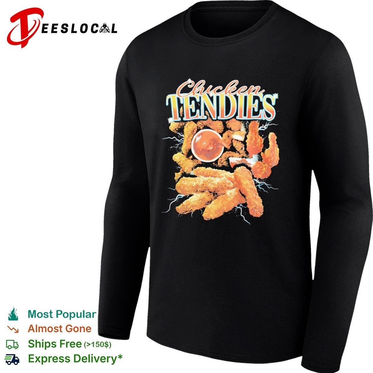 Chicken Tendies fried food snacks theme lightning shirt
