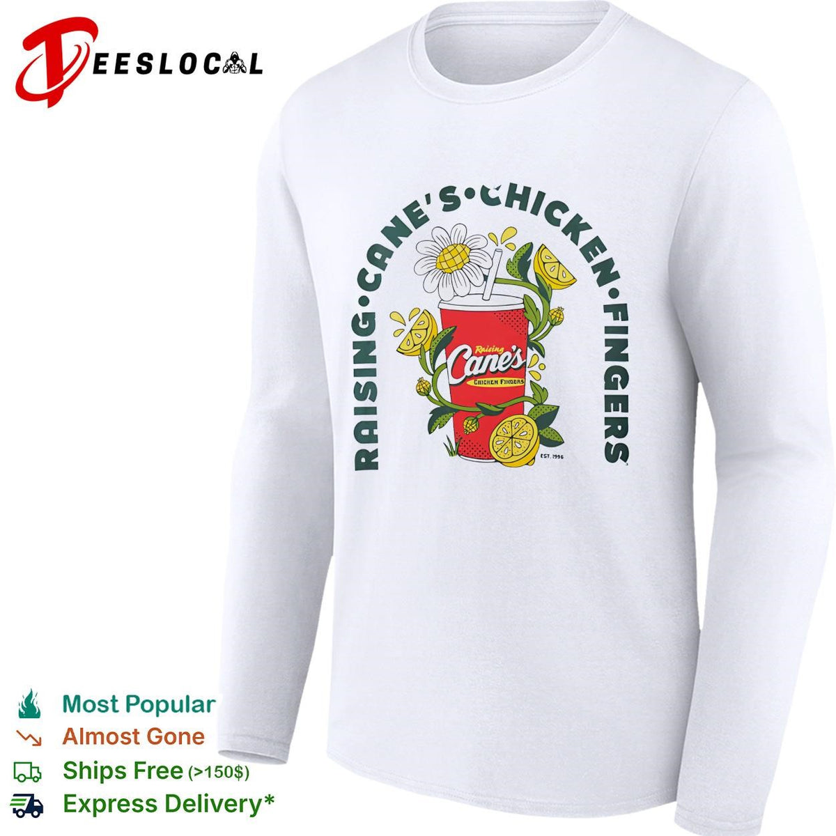 Chicken fingers drink lemon vintage badge shirt