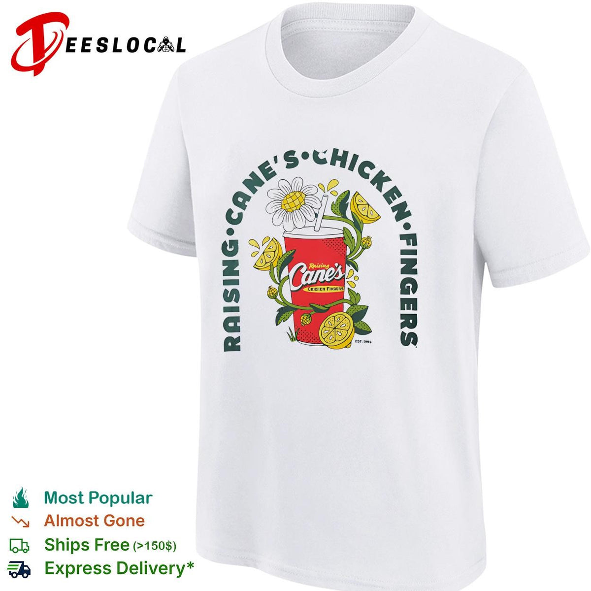 Chicken fingers drink lemon vintage badge shirt