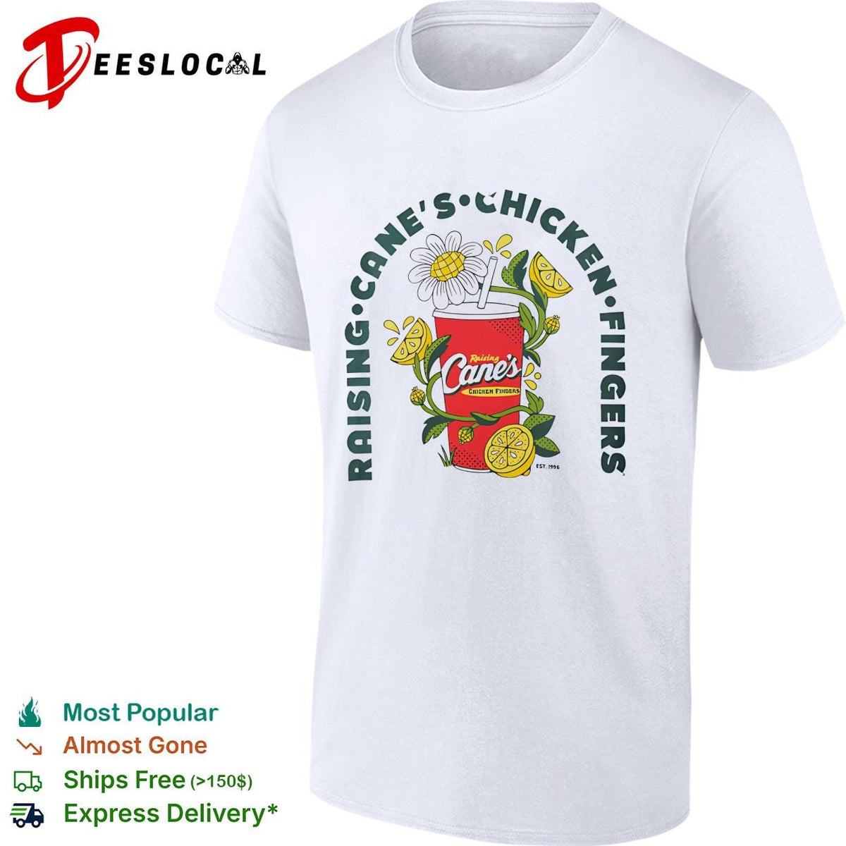 Chicken fingers drink lemon vintage badge shirt
