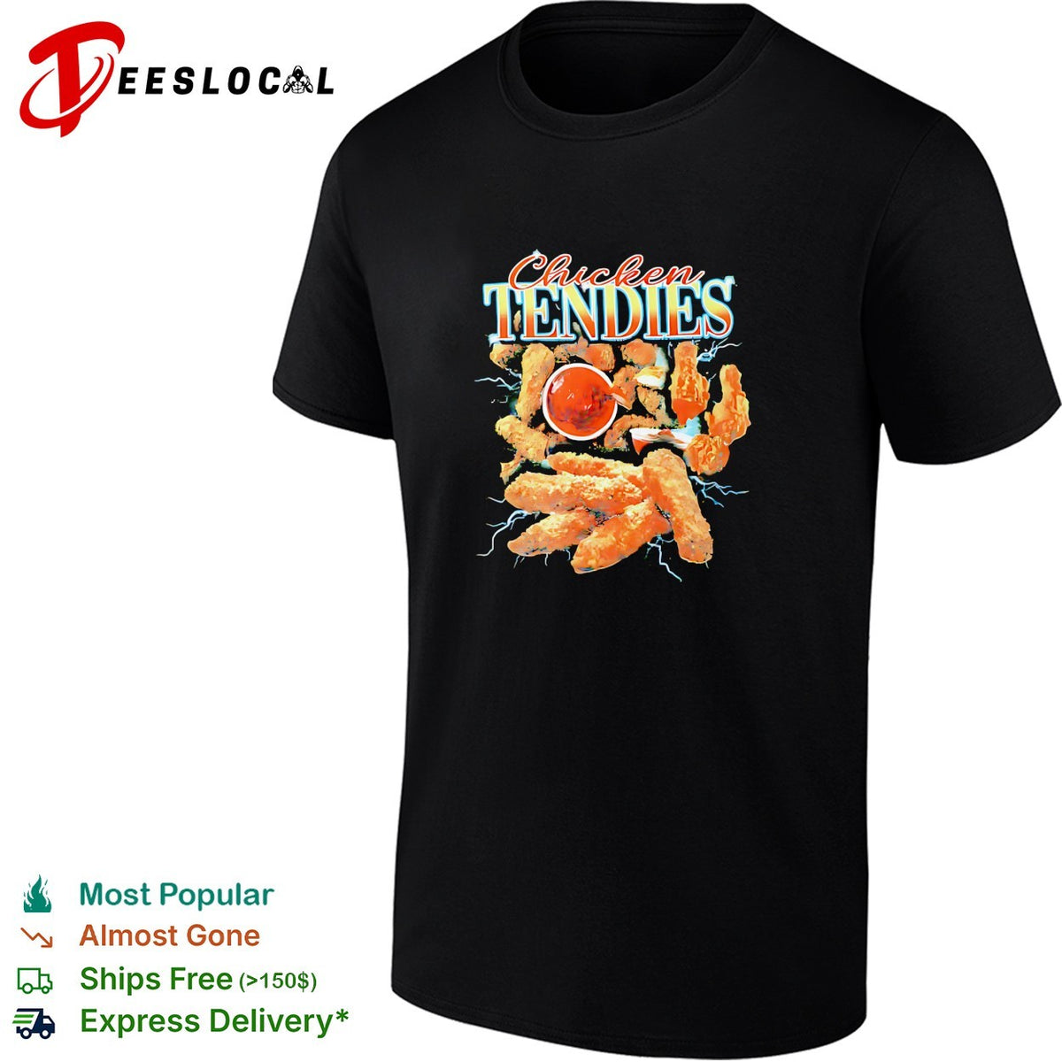 Chicken tendies food lightning vintage graphic shirt