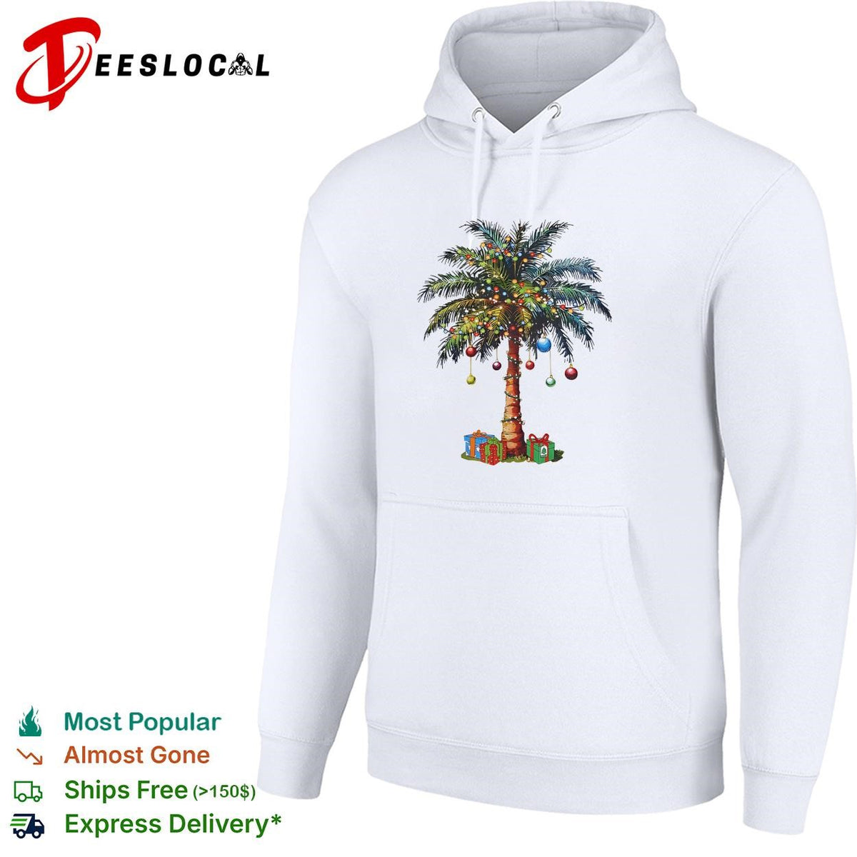 Christmas palm tree tropical ornaments holiday graphic shirt