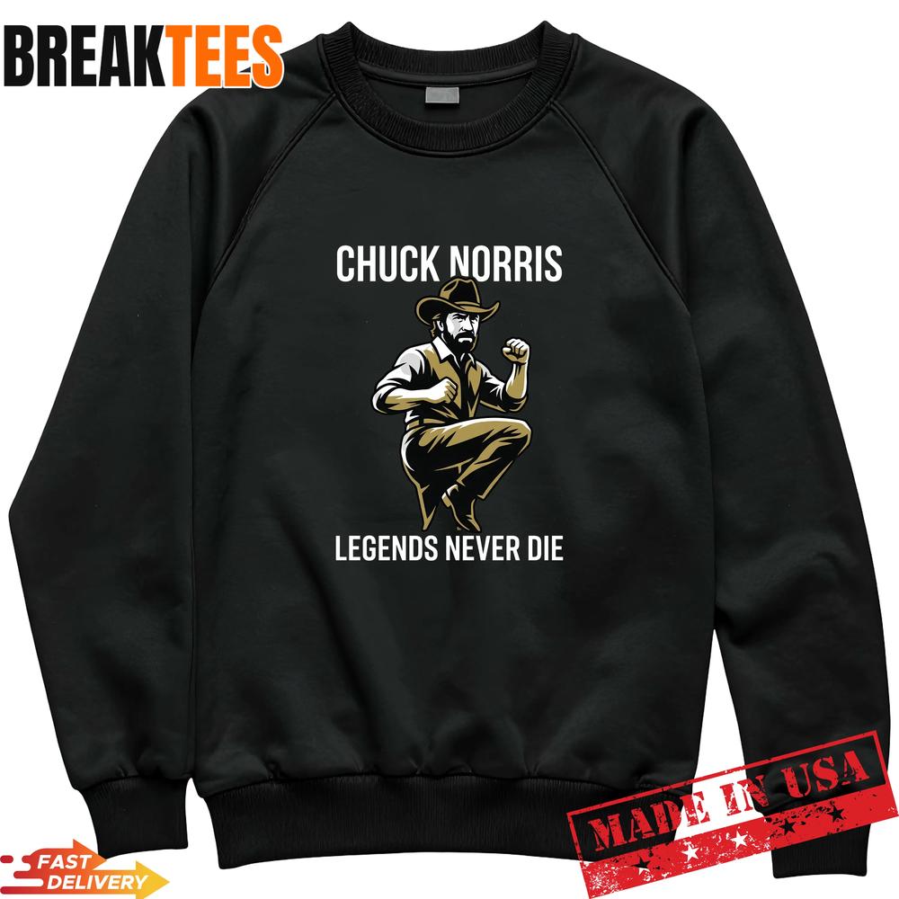 Chuck Norris Legend Never Dies Minimal Vector Tribute Fan T-Shirt