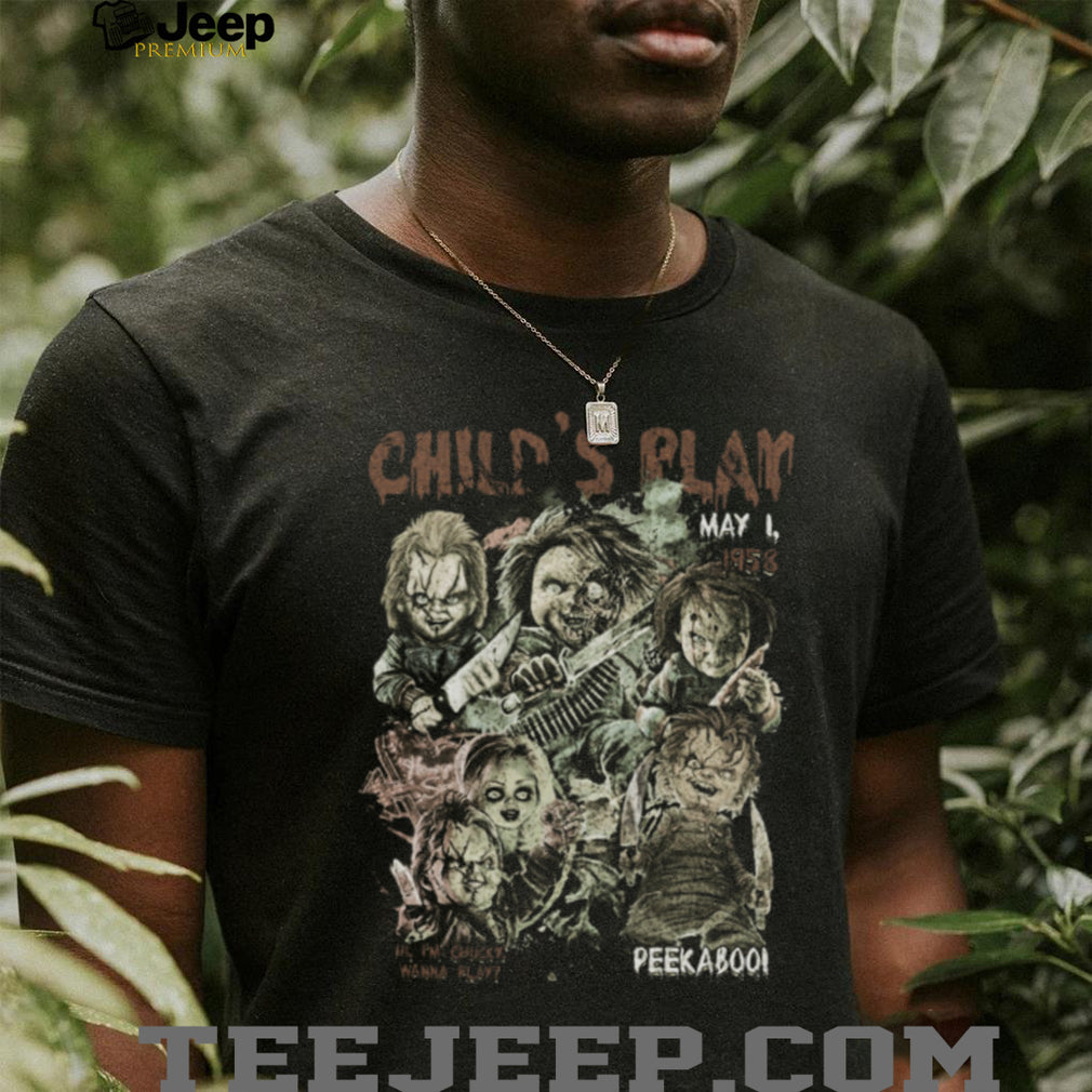 Chucky Child’s Play Horror Movie Character Collage Graphic T Shirt