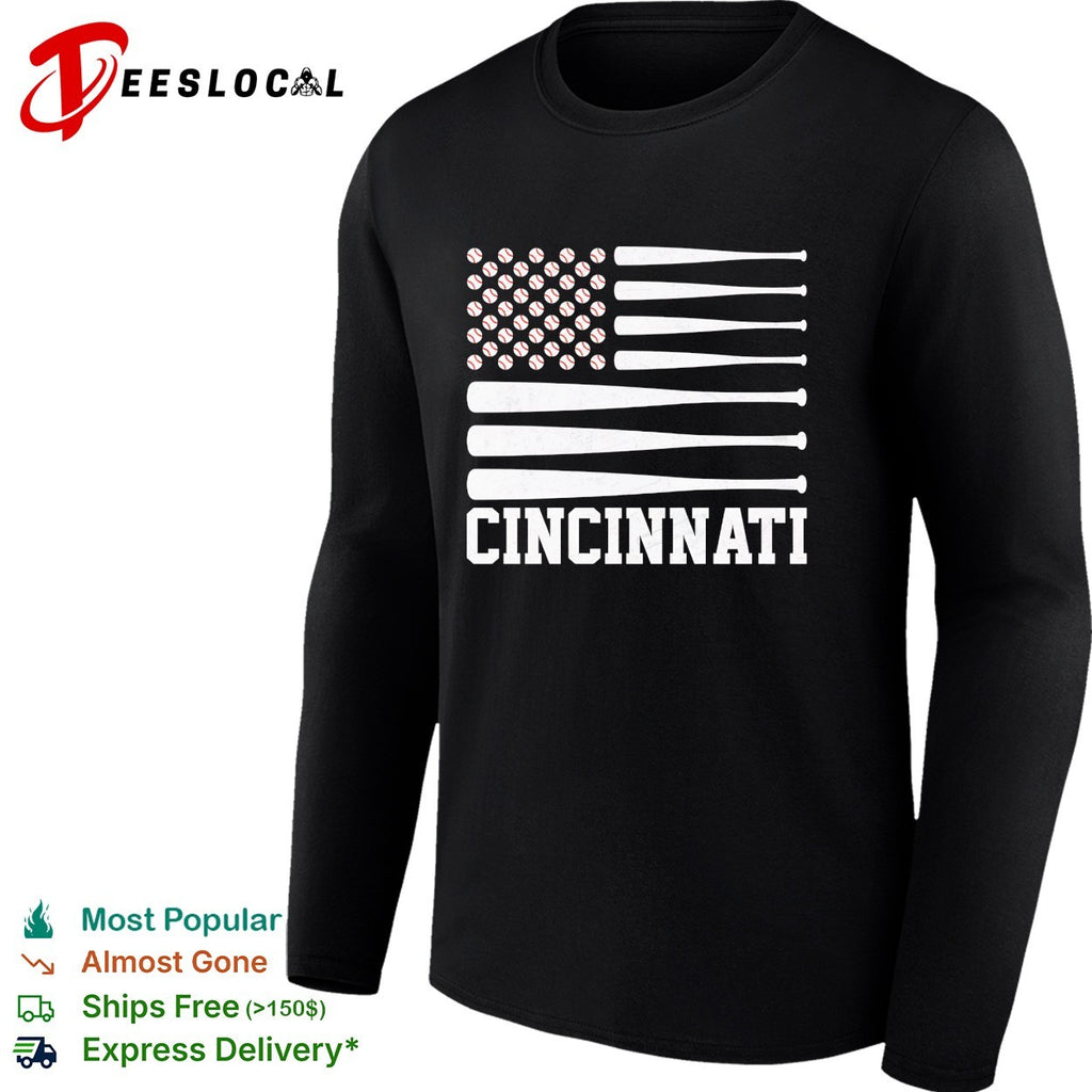 Cincinnati Baseball Flag American Design Major League Baseball Team Fan Shirt