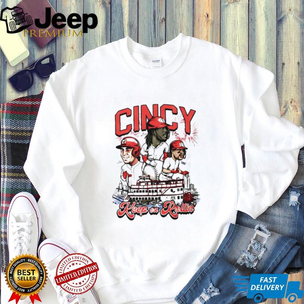 Cincinnati Reds Keep On Rollin Cincy Riverboat Baseball T Shirt
