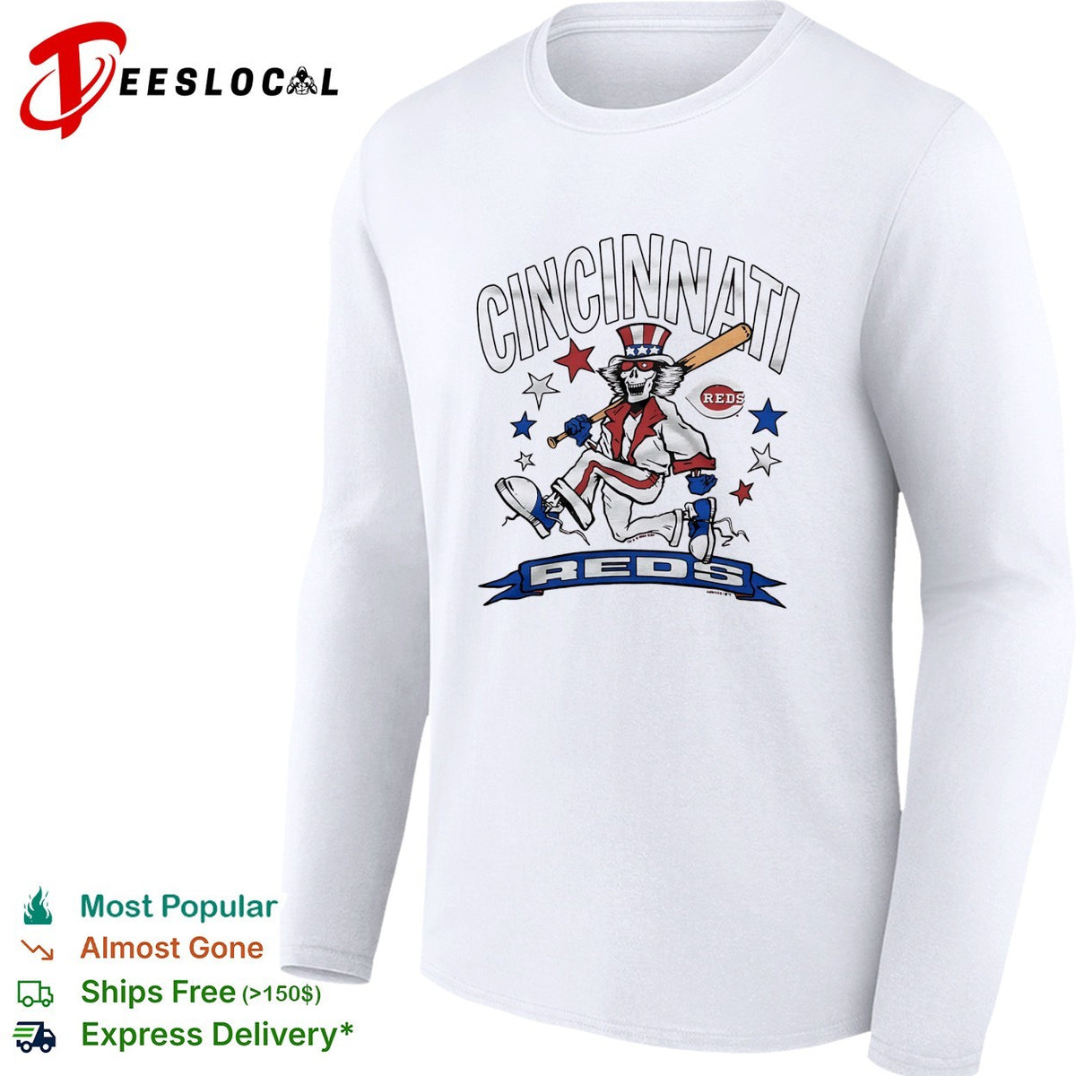 Cincinnati Reds x Grateful Dead Uncle Sam MLB graphic shirt