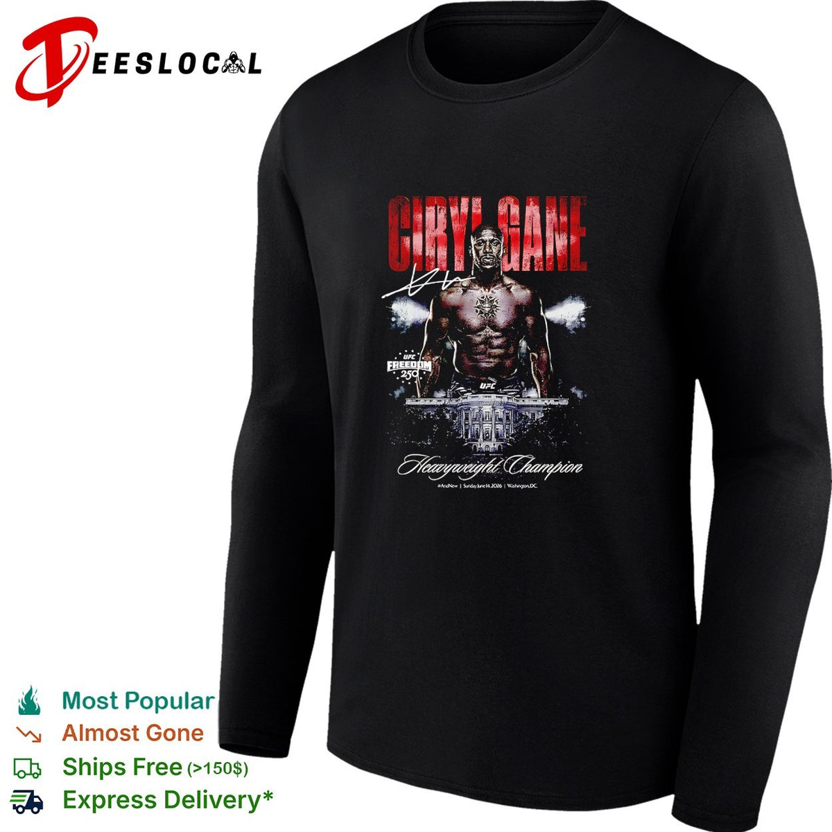 Ciryl Gane heavyweight champion UFC Freedom 250 Ultimate Fighting Championship poster shirt