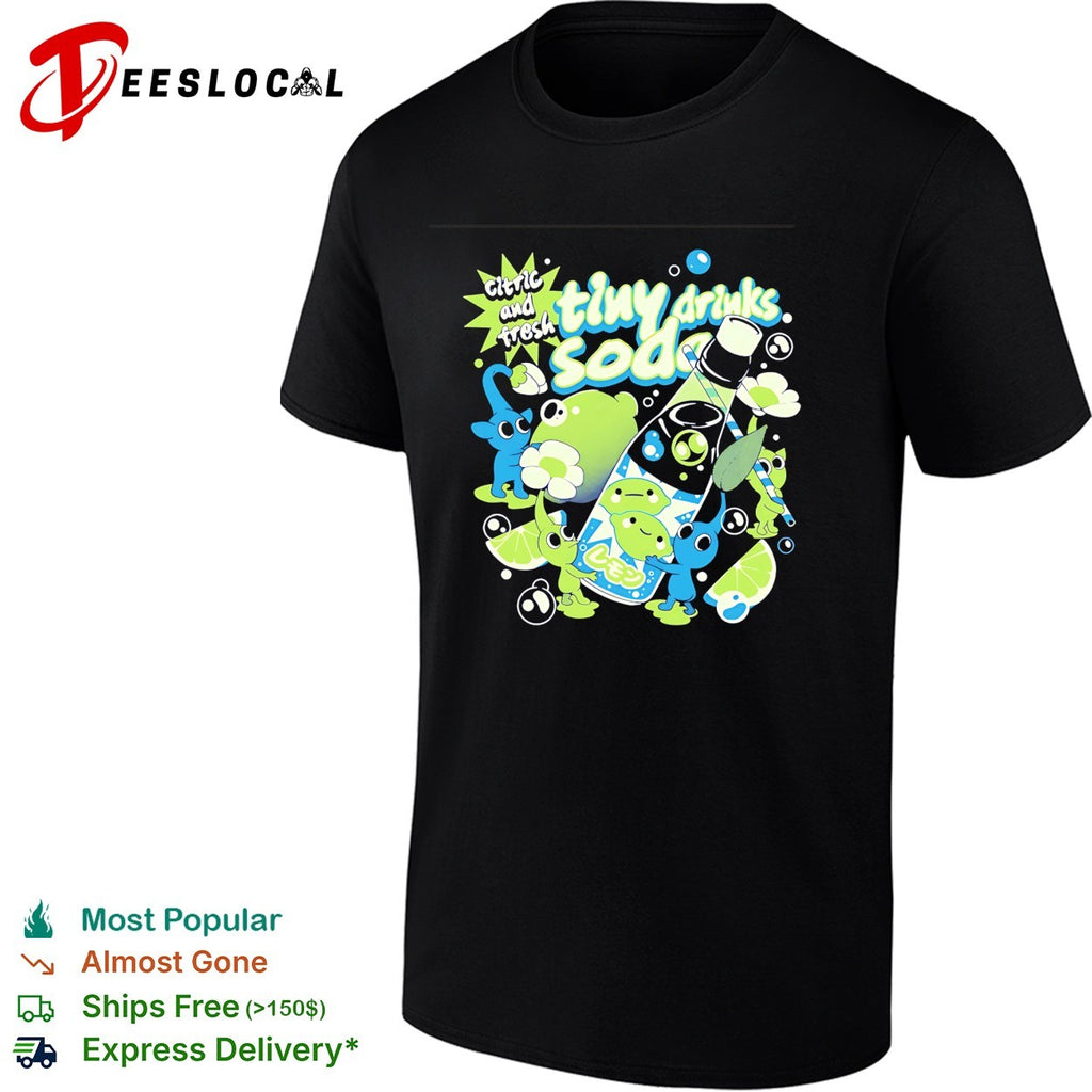 Citric tiny drinks soda frog cartoon cute kawaii shirt
