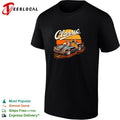Classic cat and bird riding vintage convertible retro sunset art shirt