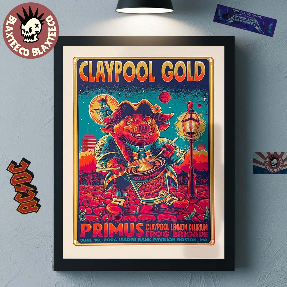 Claypool Gold Primus Claypool Lennon Delirium And Frog Brigade Boston MA 2026 Event Poster At Leader Bank Pavilion On June 10 2026 Poster Canvas