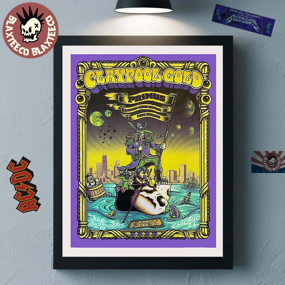 Claypool Gold Primus Claypool Lennon Delirium And Frog Brigade Chicago Illinois 2026 Event Poster At Salt Shed On June 3 2026 Decor Poster Canvas