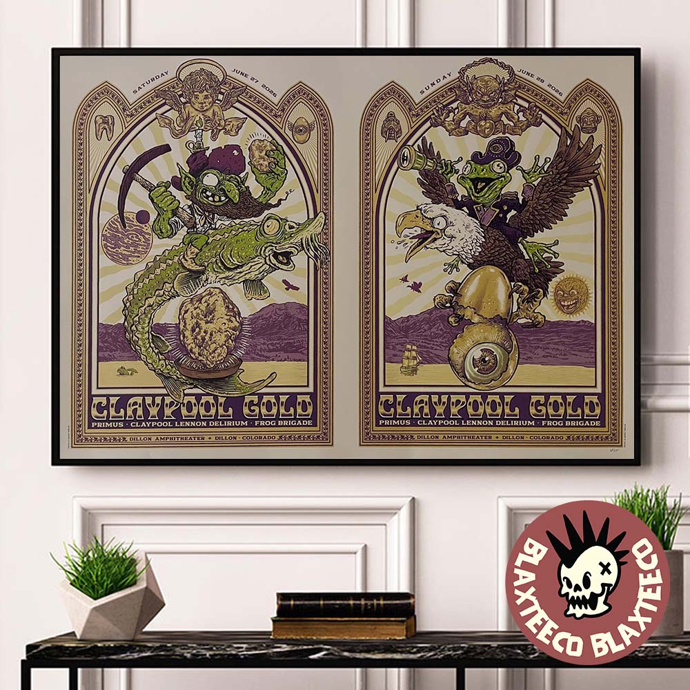 Claypool Gold Primus Claypool Lennon Delirium And Frog Brigade Dillon Colorado 2026 Day 1 And 2 Combined Event Poster Set On June 27 28 2026 Poster Canvas
