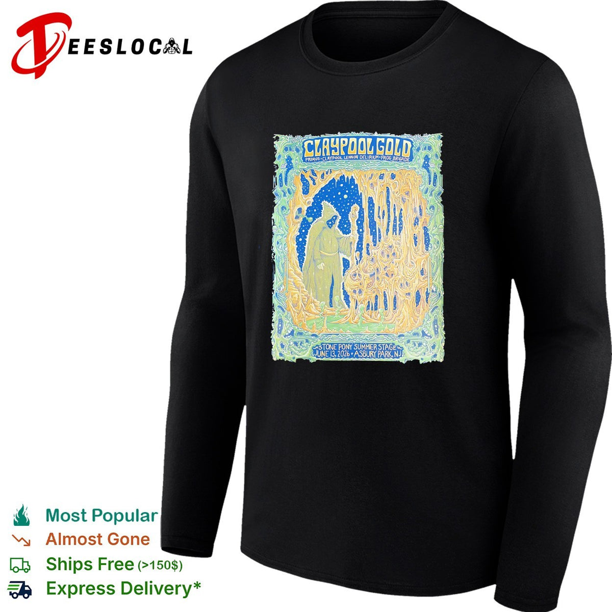 Claypool Gold Primus Claypool Lennon Delirium and Frog Brigade Asbury Park 2026 shirt