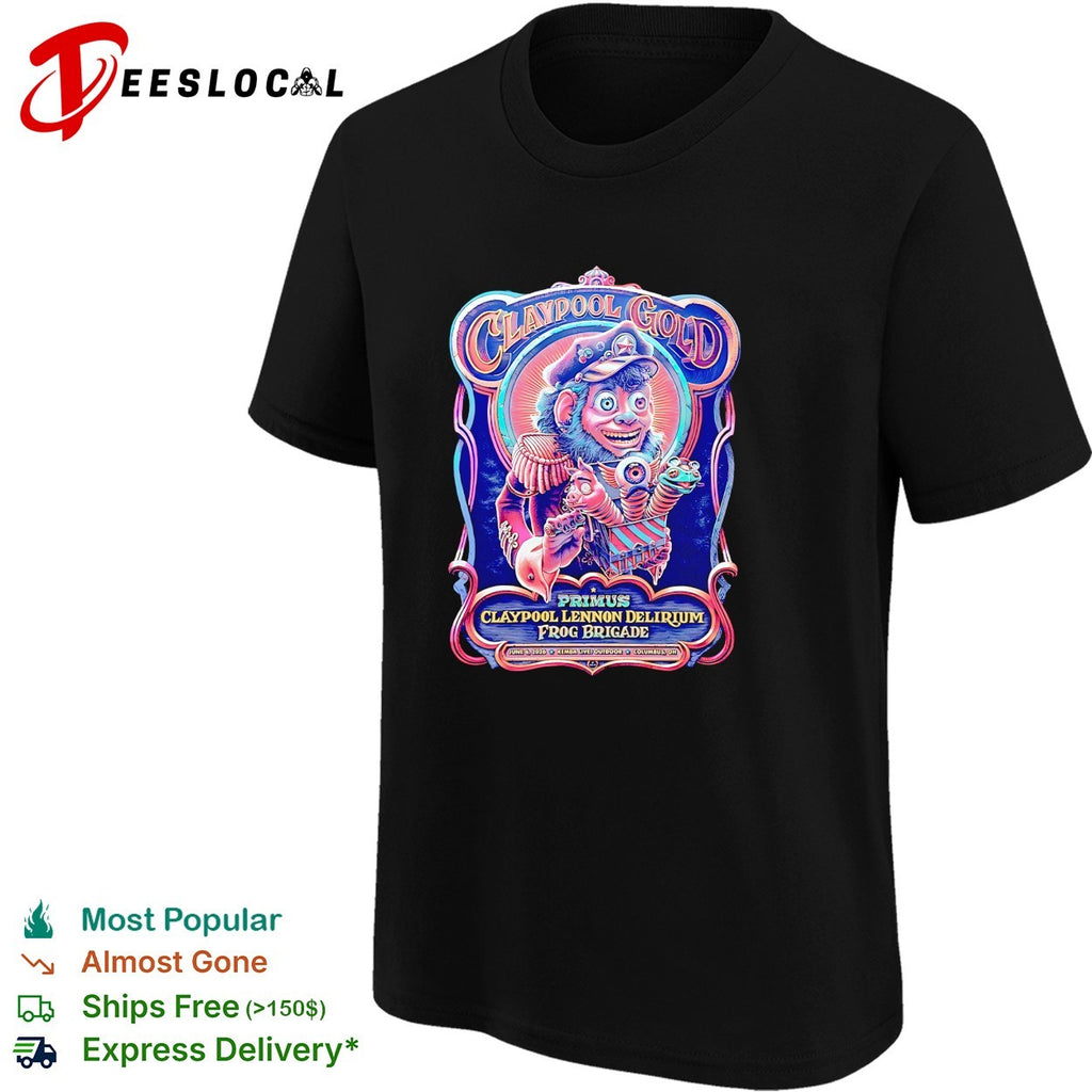 Claypool Gold Primus Claypool Lennon Delirium and Frog Brigade Columbus Ohio 2026 Event shirt