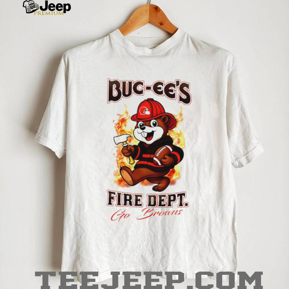 Cleveland Browns Buc ees Mascot Fire Department Football T Shirt
