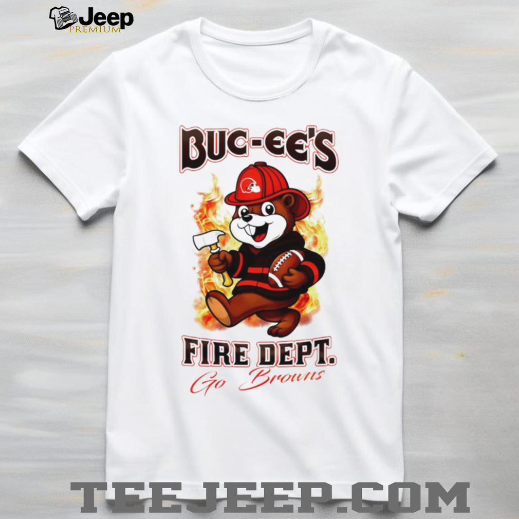 Cleveland Browns Buc ees Mascot Fire Department Football T Shirt
