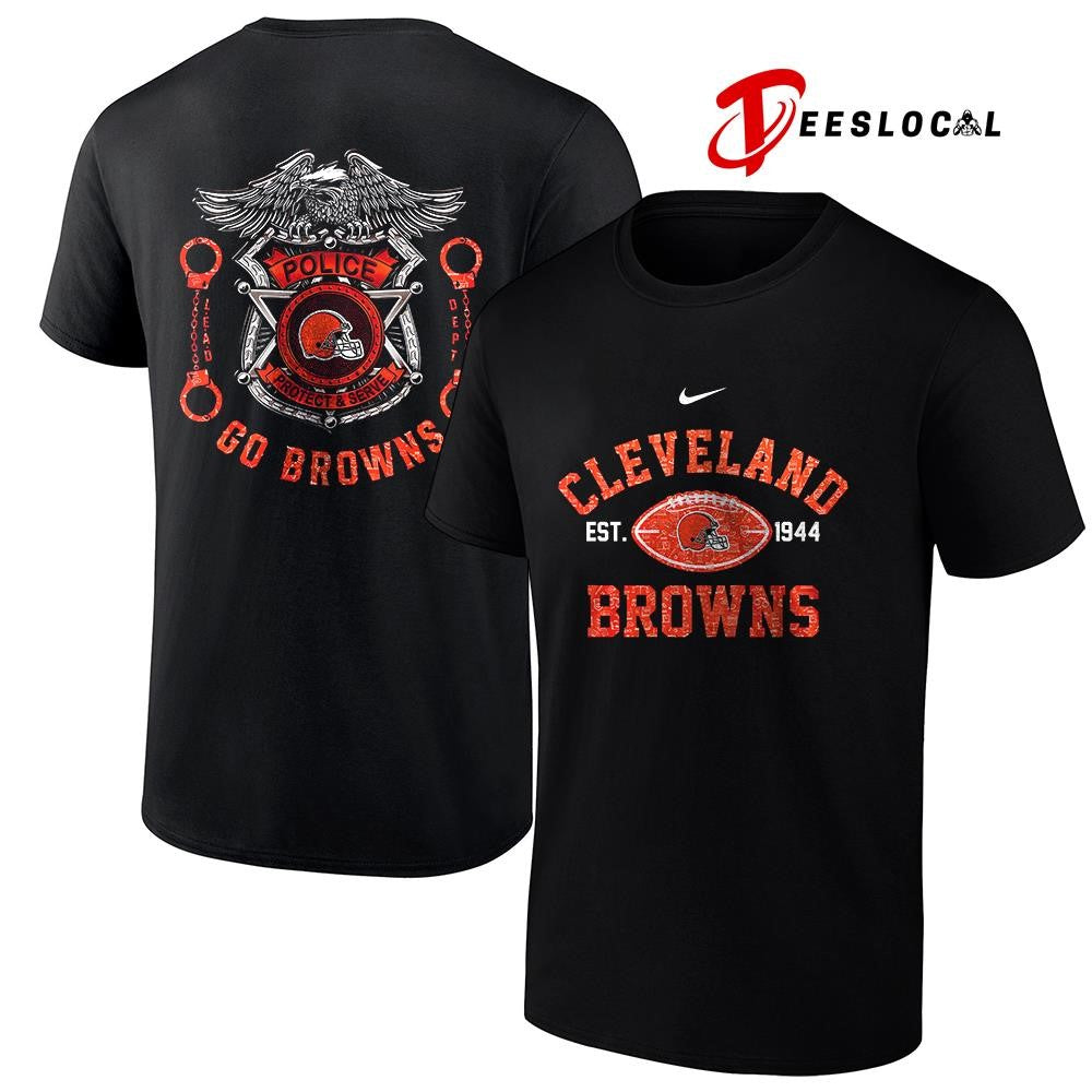 Cleveland Browns law enforcement tribute protect and serve logo shirt