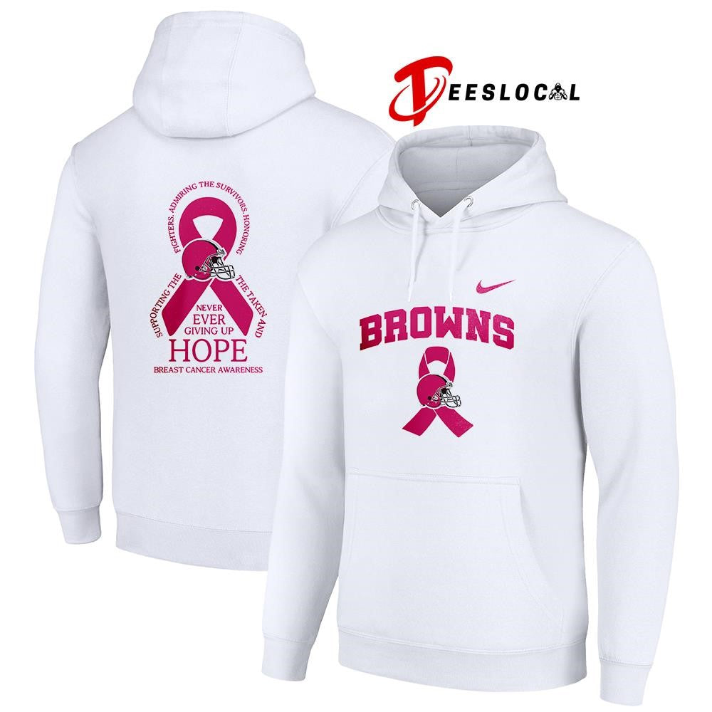 Cleveland Browns never ever giving up hope breast cancer awareness shirt