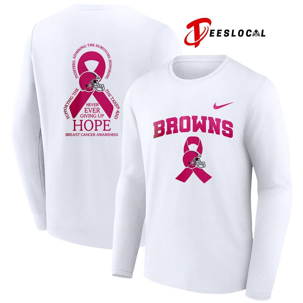 Cleveland Browns never ever giving up hope breast cancer awareness shirt