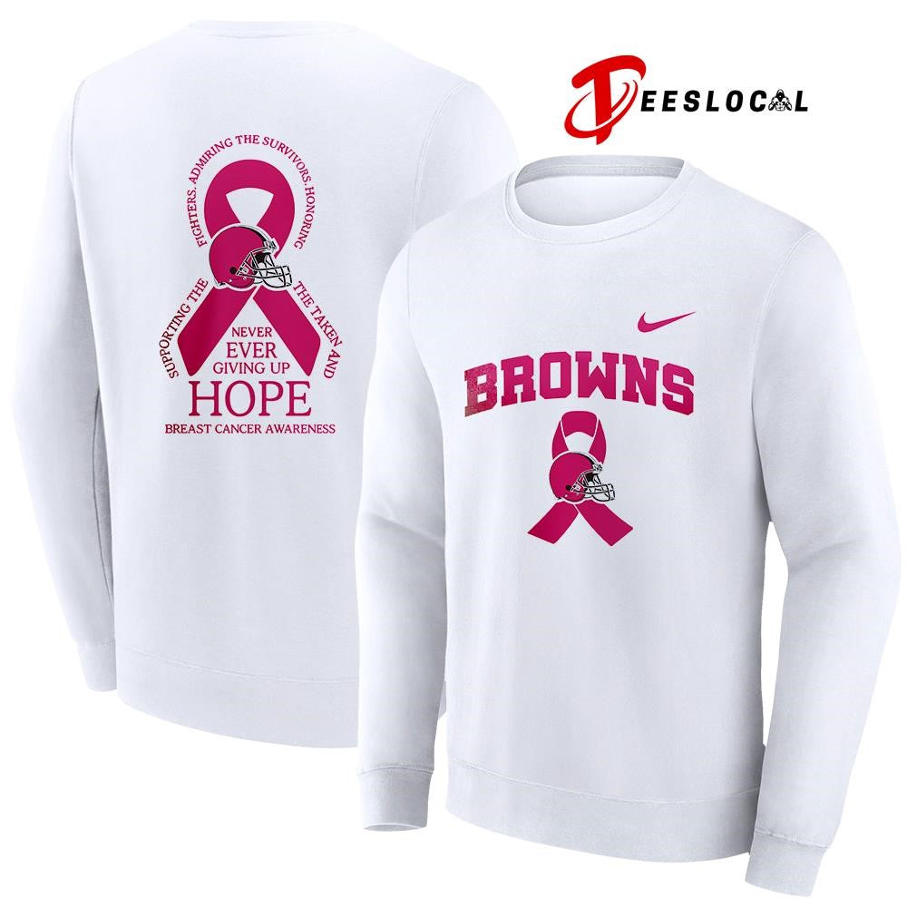Cleveland Browns never ever giving up hope breast cancer awareness shirt