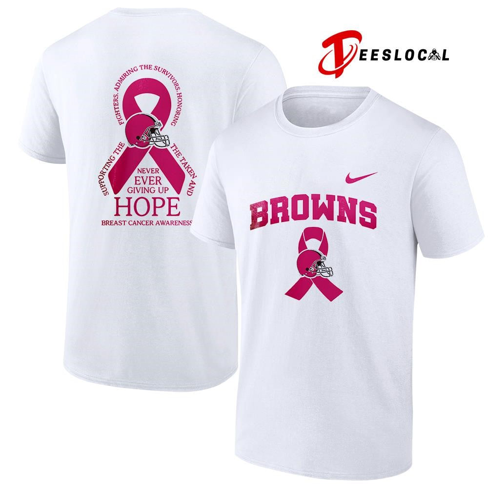Cleveland Browns never ever giving up hope breast cancer awareness shirt