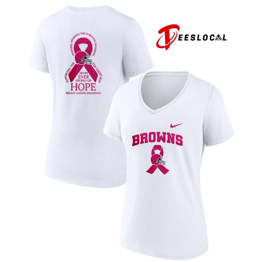Cleveland Browns never ever giving up hope breast cancer awareness shirt