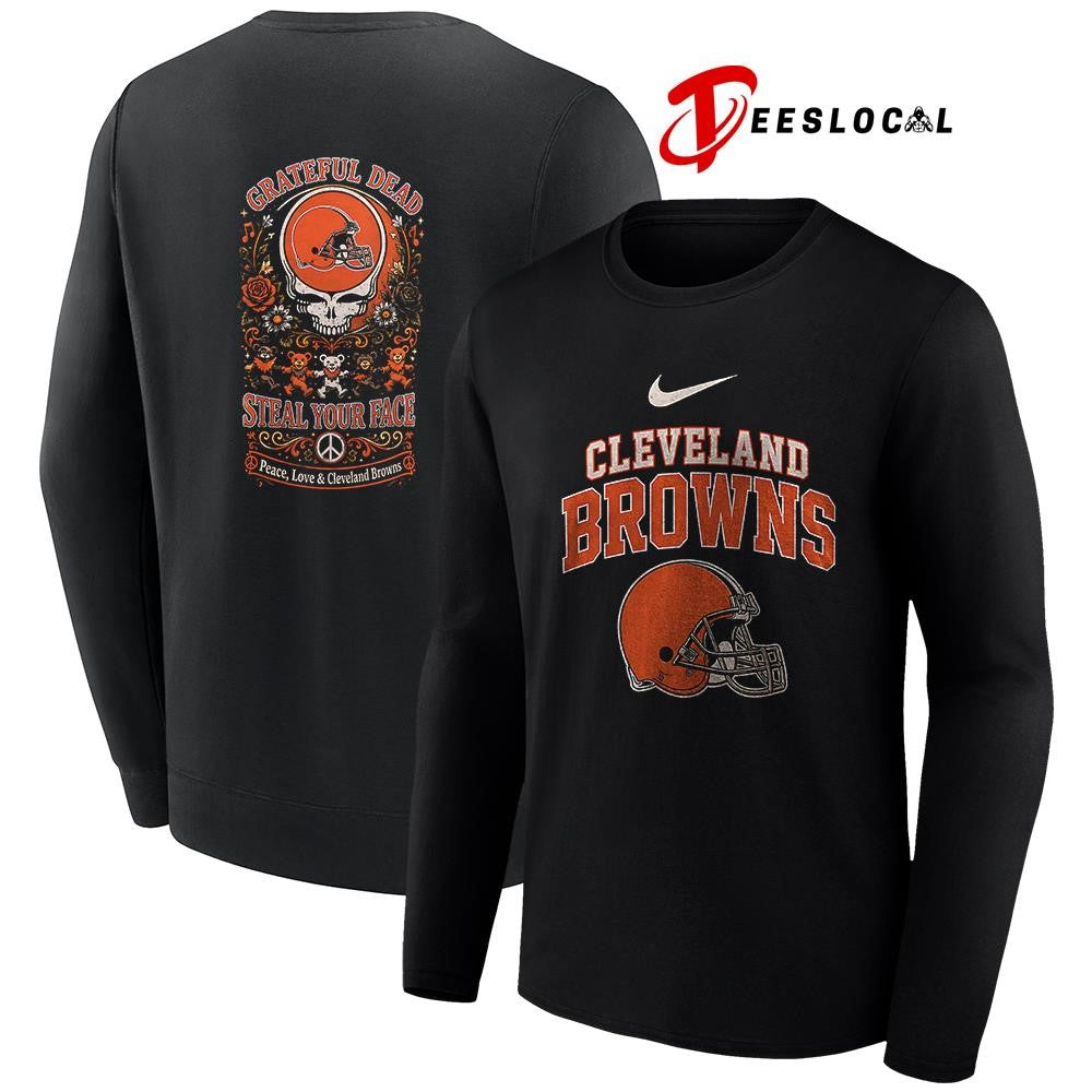 Cleveland Browns x Grateful Dead steal your face peace love logo shirt
