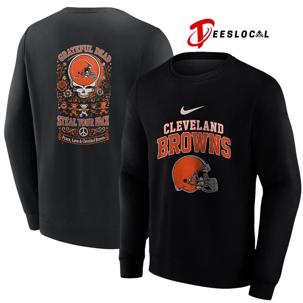 Cleveland Browns x Grateful Dead steal your face peace love logo shirt
