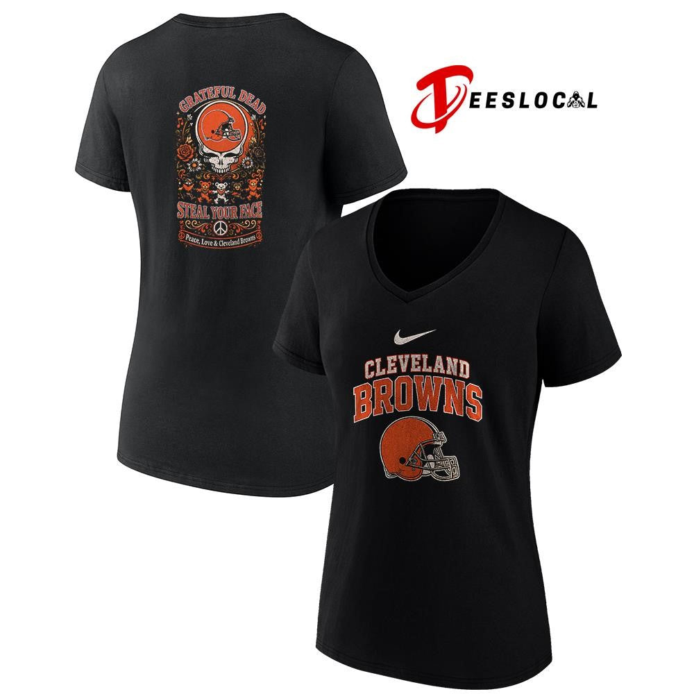 Cleveland Browns x Grateful Dead steal your face peace love logo shirt
