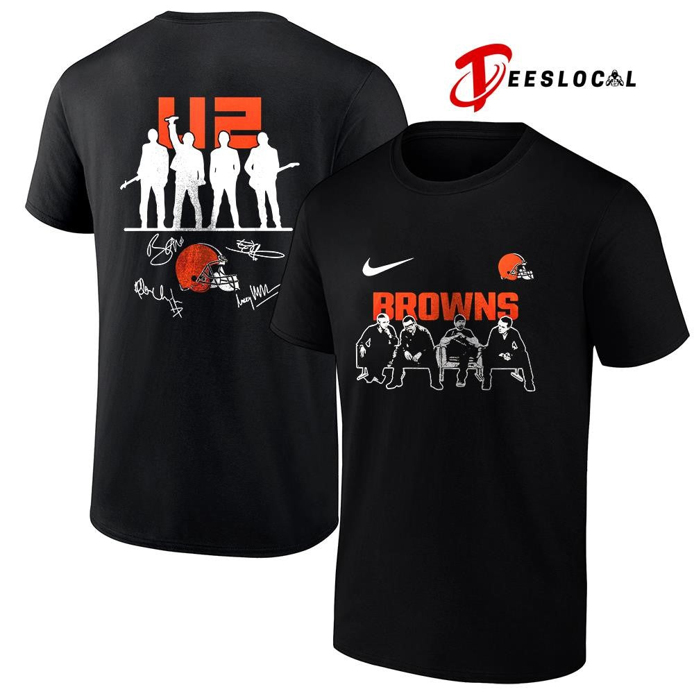 Cleveland Browns x U2 band signature silhouette shirt