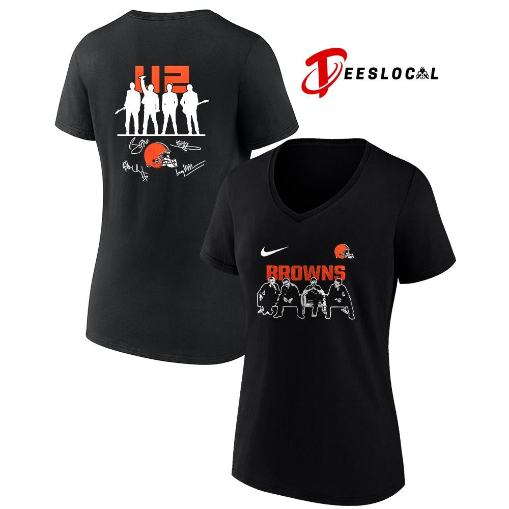 Cleveland Browns x U2 band signature silhouette shirt
