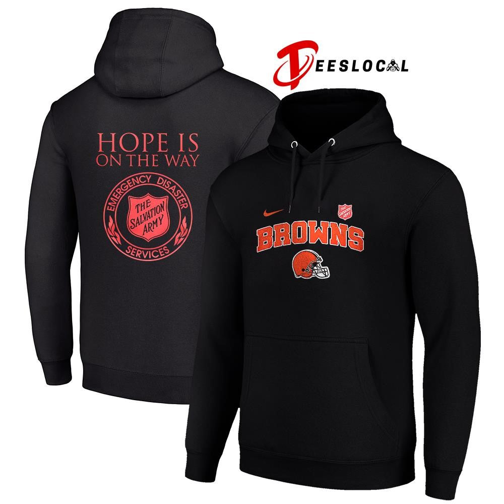 Cleveland Browns x the Salvation army hope is on the way emergency diaster services logo shirt