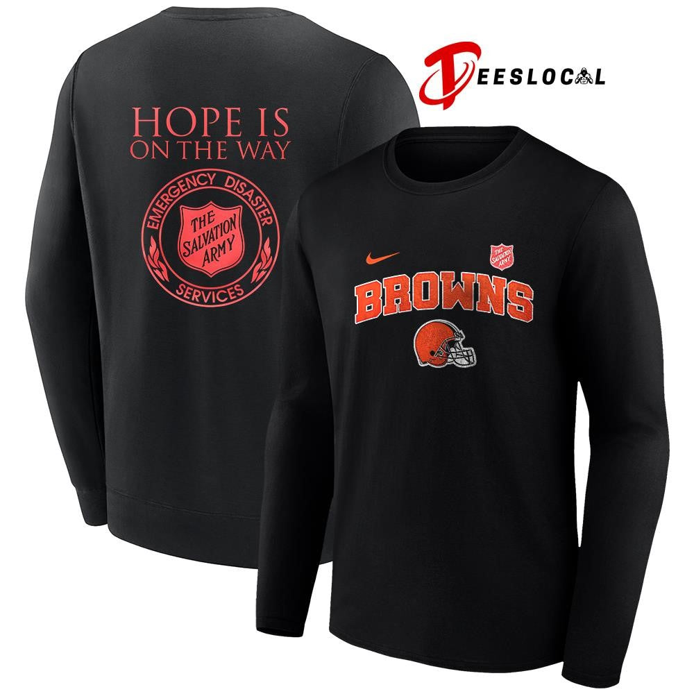 Cleveland Browns x the Salvation army hope is on the way emergency diaster services logo shirt
