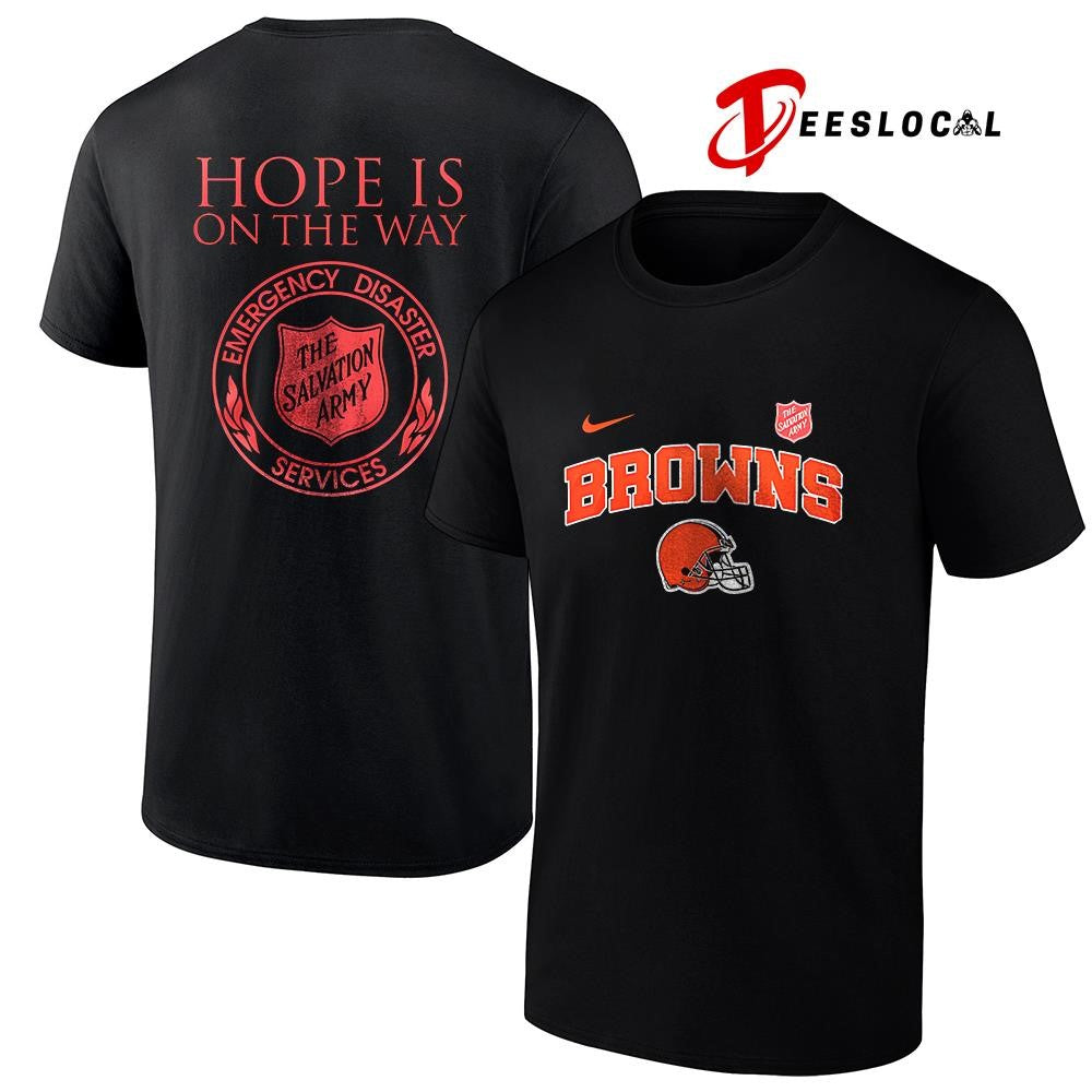 Cleveland Browns x the Salvation army hope is on the way emergency diaster services logo shirt
