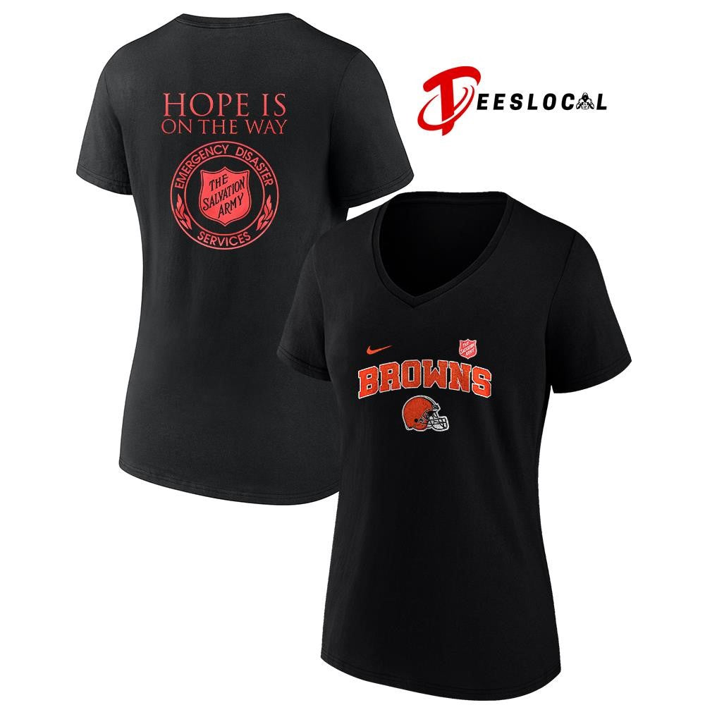 Cleveland Browns x the Salvation army hope is on the way emergency diaster services logo shirt