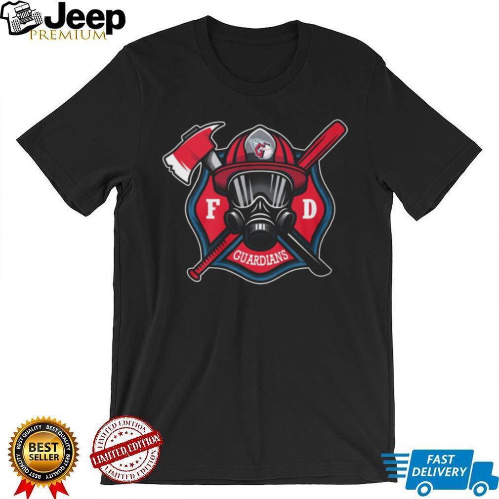 Cleveland Guardians Firefighter FD First Responder Baseball Fans Retro Men Women Black T Shirt