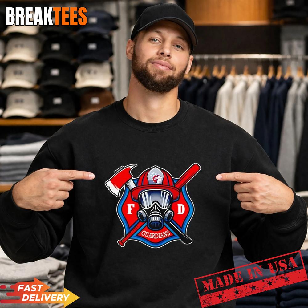 Cleveland Guardians x Firefighters helmet axe and baseball bat T-Shirt